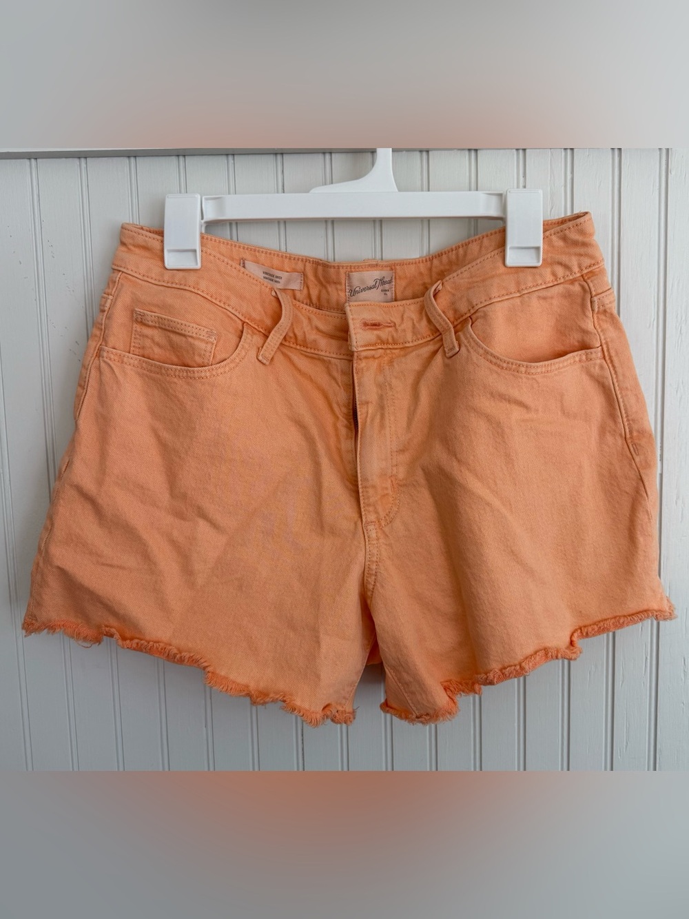 Universal Thread Orange Denim Shorts Size 12 Frayed Hem